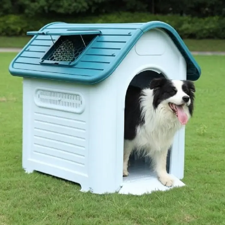 Chenil extérieur en plastique Cage pour chiens de grande capacité Abri pour animaux de compagnie