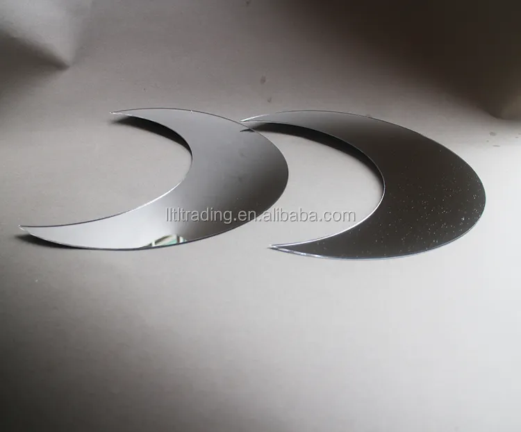 De lujo de la moda de plata de oro de espejo de acrílico etiqueta de la pared de corte láser Luna forma personalizar otro diseño de espejo de acrílico