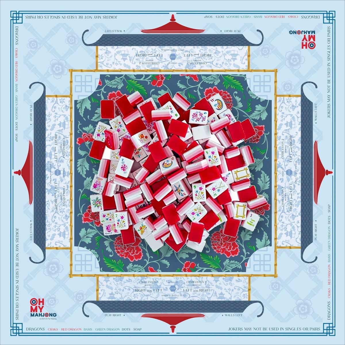 Light Pink Mahjong Tiles and Mat Set 5