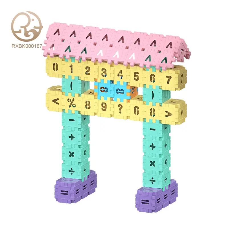 Fourniture d'usine en gros bricolage pas cher bricolage bloc de connexion jouets en plastique bloc de construction ensemble mathématiques alphabet carré blocs de construction