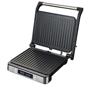 New <strong>Digital</strong> <strong>Timer</strong> and <strong>Temperature</strong> <strong>Control</strong> 2000 Watts 4 Slice Cool-touch Cafe Handle Panini Grill with Oil Tray - Product Image 4