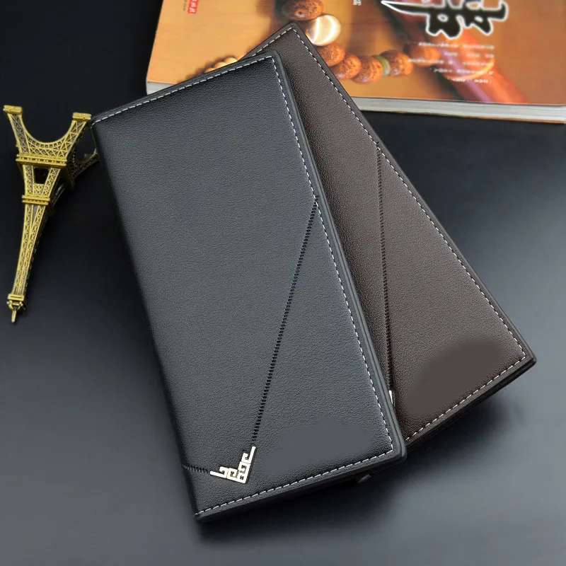 Portafoglio lungo borsa portafoglio da uomo d'affari sottile portafoglio in vera pelle Design di marca di lusso pratico portafoglio maschile sottile