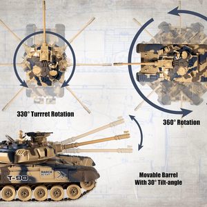 Toptan 1/18 RUS T-90 uzaktan kumandalı Tank 2.4G ordu savaş tankı kamyon sigara ve işık ve ses ile askeri araçlar modeli oyuncak - Product Image 5