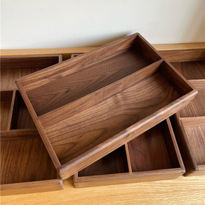 Đen walnut bàn tổ chức với Mortise-tenon mộc đa ngăn hộp hình chữ nhật cho vật tư văn phòng lưu trữ bán buôn - Product Image 3