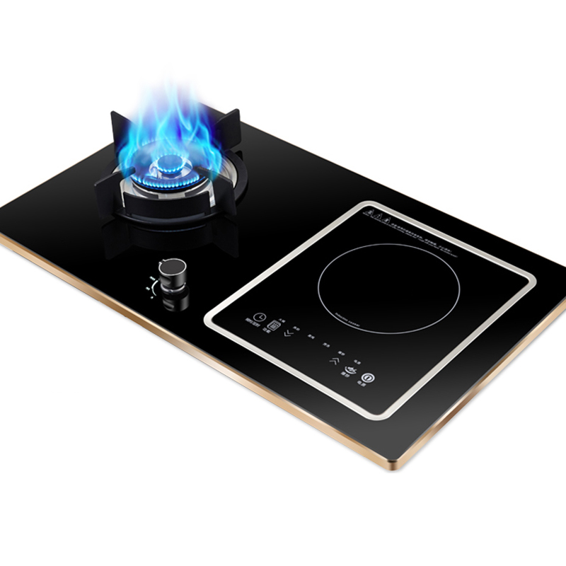 Cuisinière à induction 2200W avec gaz gauche et électricité droite