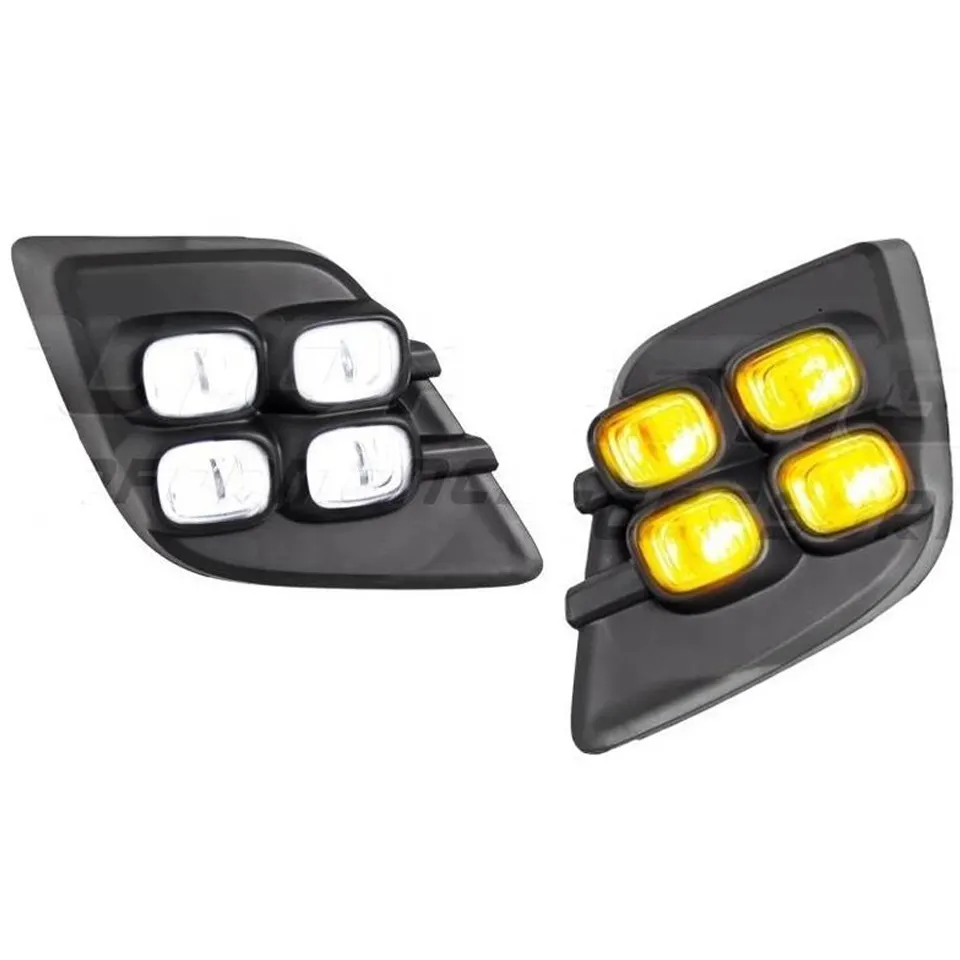 ไฟวิ่งกลางวัน LED DRL,สำหรับ Toyota Hilux Revo Vigo 2015 2016 2017ไฟตัดหมอกตกแต่งพร้อมไฟเลี้ยว