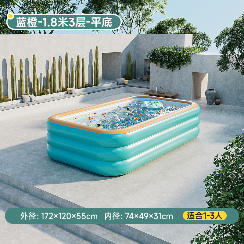 18m 3-tier blue-orange flat-bottom inflatable pool