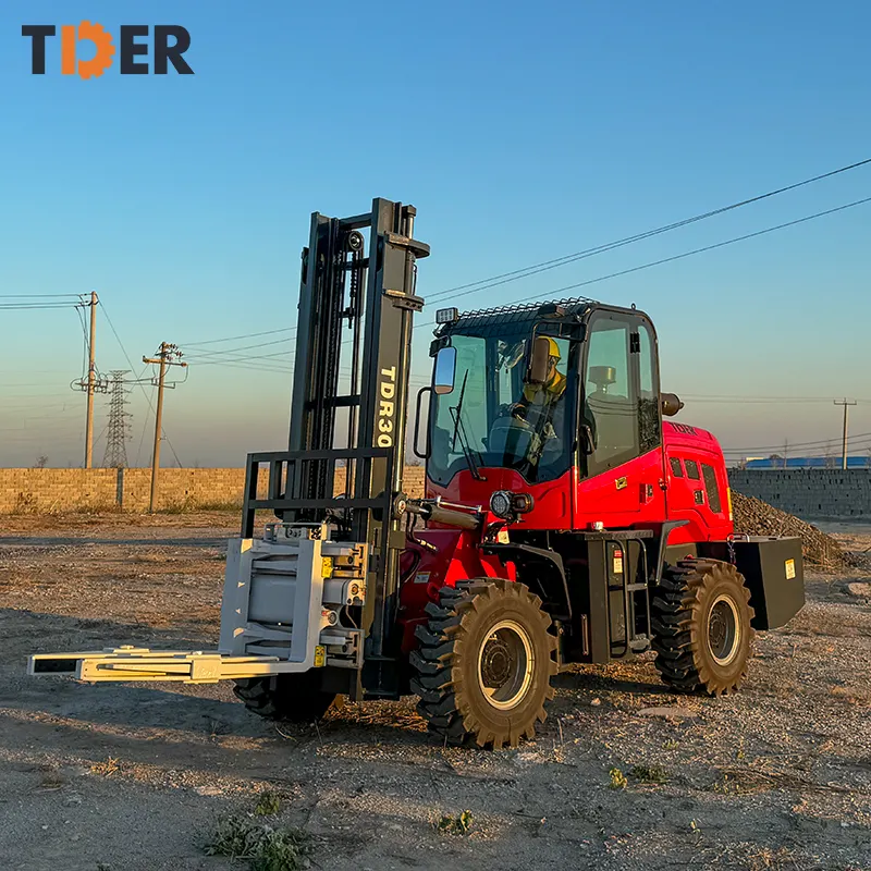 TDER CE ISO max veículos todo terreno empilhadeira de 3,5 toneladas 3 toneladas terreno acidentado com braçadeira de tijolo