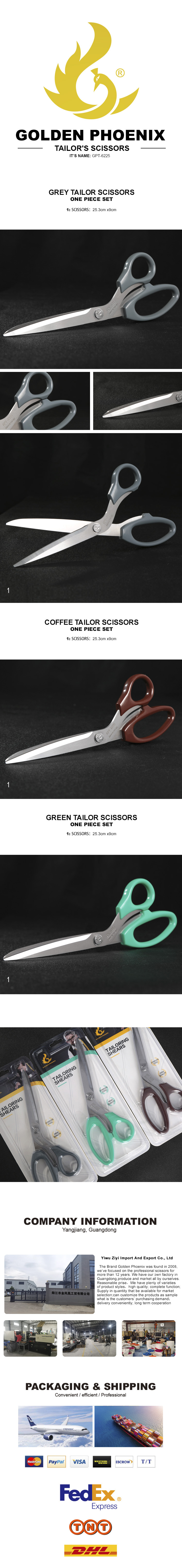 Golden Phoenix Scissor & Shear hot tailor scissors household hand sewn scissors professional use for customized