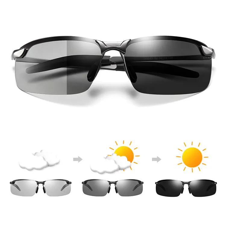 High Quality Intelligent Change Color Fashion Polarized Sunglasses UV400 Luxury Men Cycling TAC Lens Classic Sunglasses