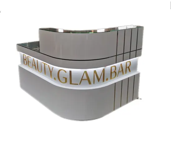 Fast delivery Custom Nail Beauty Salon Barber Shop Modern White Front Counter Desk Reception with good quality and cheap price