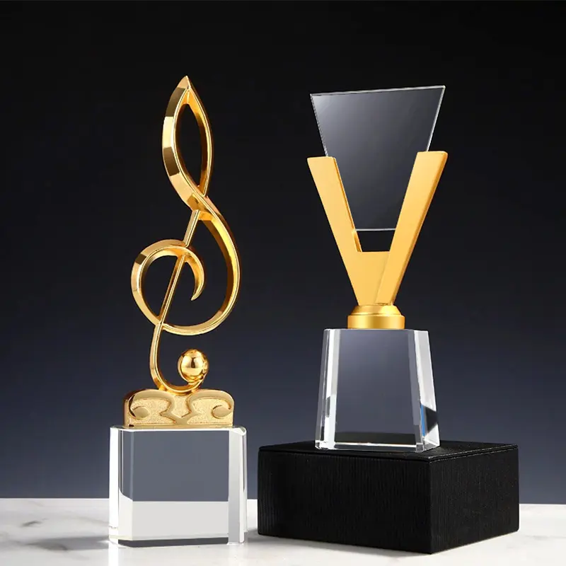 Micrófono de música de cristal personalizado para baile de salón, guitarra transparente divertida, nota musical de diamante, trofeo de músico
