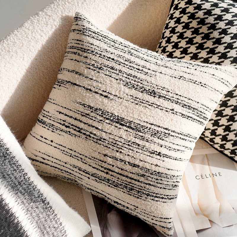 Cashmere bianco nero motivo matita quadrato 45x45 cm