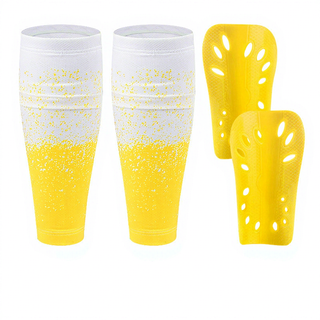 White yellow-One set(calf covers+shin guards)
