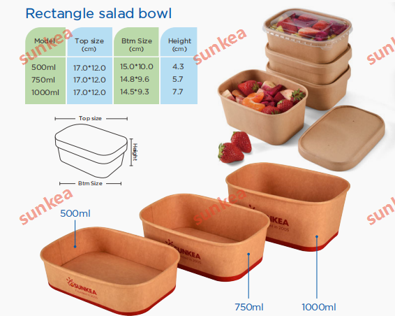 Brown Rectangle salad bowl