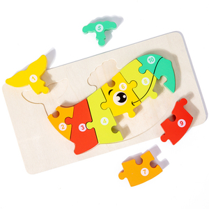 3d木制卡通动物学习拼图游戏教育动手彩色玩具婴儿早期学习 - Product Image 5