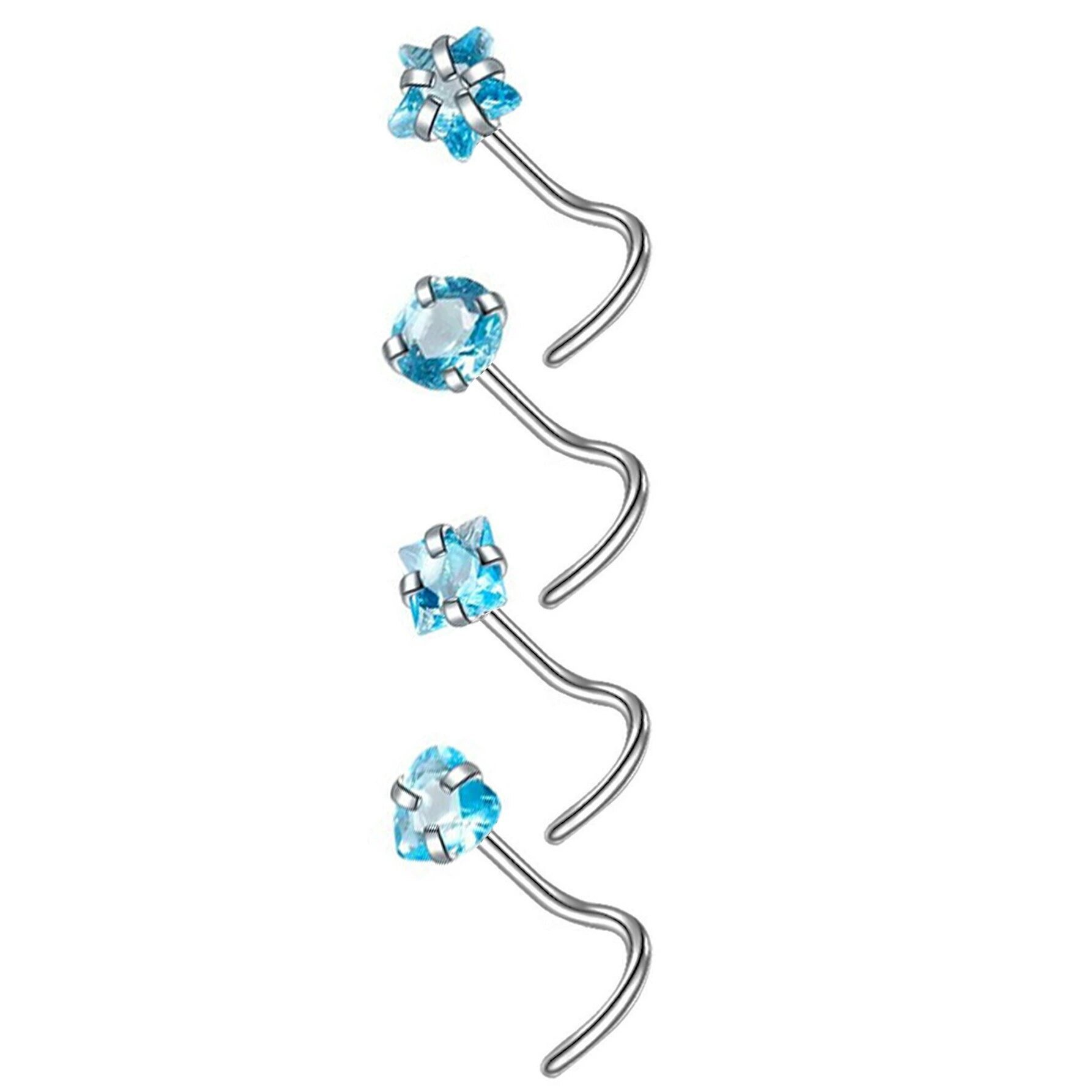 Argent - Bleu Lac - Tige Courbe