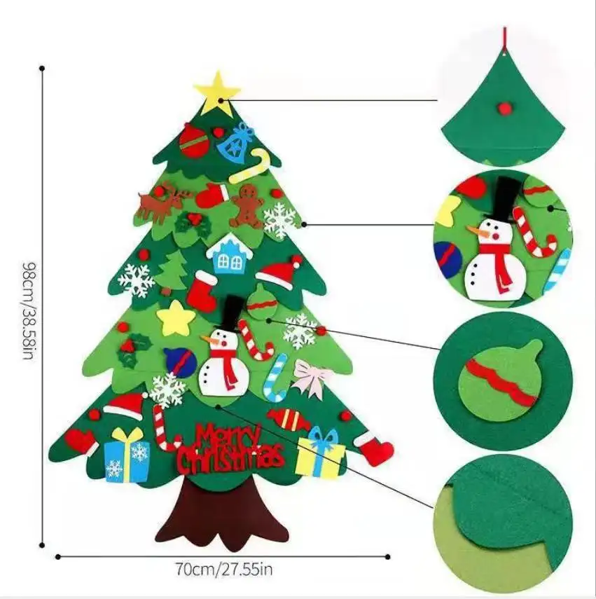 Stok Ornamen Yang Berbeda Polyester Merasa Pohon Natal Kit