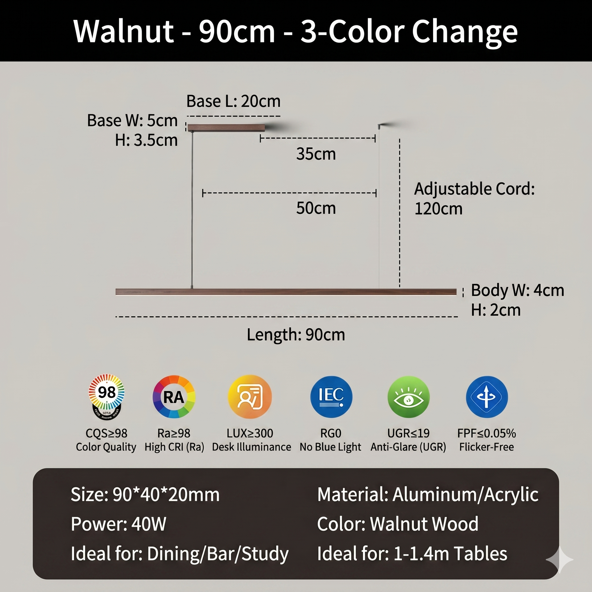 Color caoba 900*40*20MM