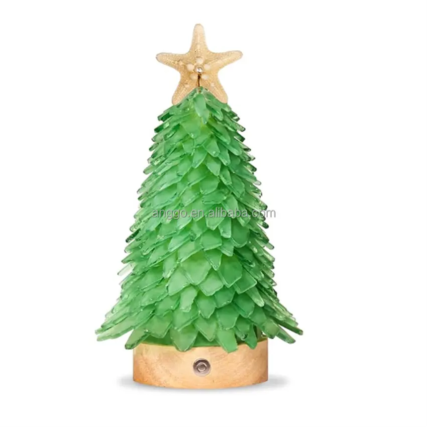 Escritorio creativo decoración del hogar regalo artesanías personalizadas luz LED verde mar cristal árbol de Navidad