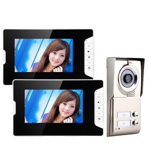 Sistema de intercomunicación para puerta de vídeo, 2 apartamentos, 7 pulgadas, hd, timbre, cámara con 2 botones, 2 monitores para seguridad del hogar - Product Image 1
