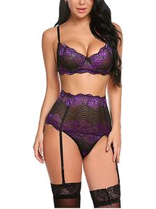 פלוס גודל נשים ארוטי bralette תחתונים gs תחתונים 3 חתיכה חלול את תחרה נשים סקסי הלבשה תחתונה סקסי