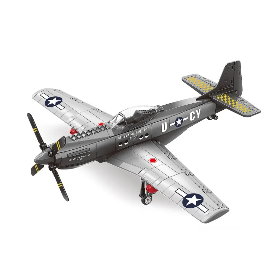 P-51マスタングファイタービルディングブロックおもちゃ売れ筋教育玩具DIYビルディングブロックキットおもちゃ