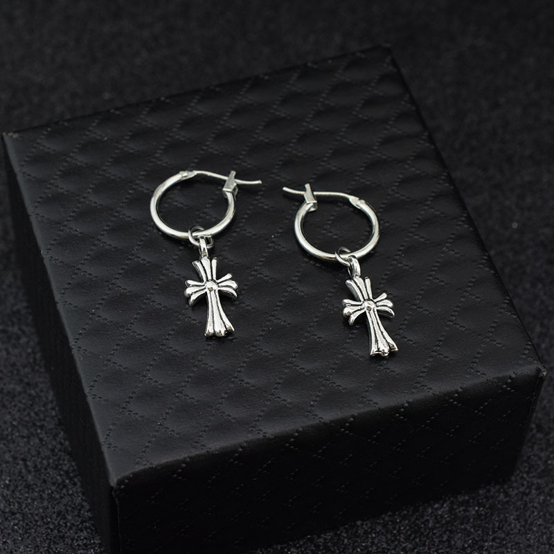 E056-Silver2 Cerceaux en cuivre à pression (oreilles percées, 1 paire)