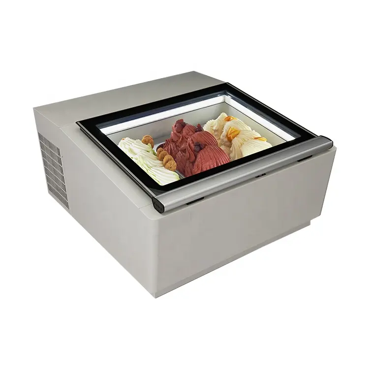 Gelato refrigerado Showcase resfriamento estático pequeno Ice Cream Display Freezer