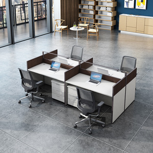 JINS Modern 4-Person Office Desk <strong>Durable</strong> <strong>Computer</strong> Board Desktop 4-Seater Workstation with Easy Assembly - Product Image 1