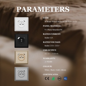 16A настенная розетка с USB типа a и Type C квадратная 90*90 мм французская розетка ЕС стандартные розетки и переключатели - Product Image 2