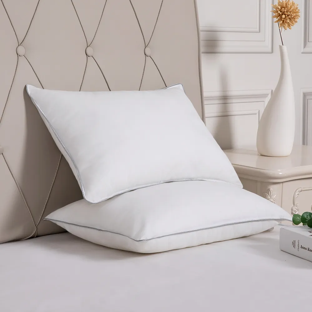 Travesseiro para cama de fibra de poliéster 100%, venda no atacado, branco macio, almofada para dormir confortável