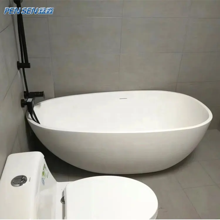 Vasca da bagno Freestanding a forma di usato durevole lucida opaca di superficie solida acrilica di dimensioni personalizzate