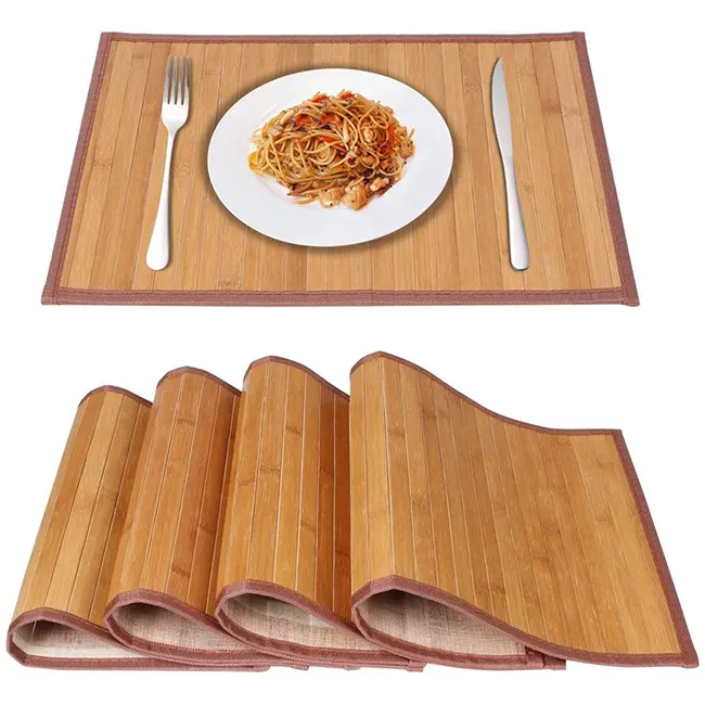 핫 세일 비-슬립 매트 위커 식탁 매트 대나무 나무 placemats
