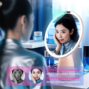 AI智能化妆镜，带皮肤分析8种光模式充电发光二极管美容镜书桌镜，完美化妆和护肤