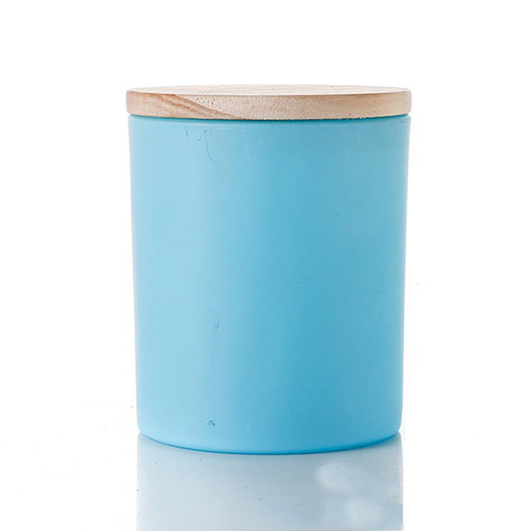 Bleu mat avec couvercle en bois
