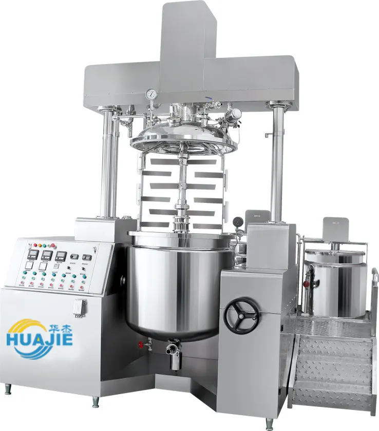 HUAJIE 5L-20000L tomato paste homogenizer vacuum emulsifier mixer industrial emulsifying machine hydraulic lifting vacuum