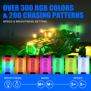 1ft Polaris Fat yağ kırbaç işık APP uzaktan kumanda kalın yağ Led anten kamyon ATV UTV Polaris RZR X3 - Product Image 2