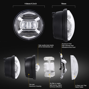 Twin 4.5'' 3.5&quot; <strong>Led</strong> Motorcycle Lamp Fog Head Lights 4 Inch <strong>4.8</strong> Inch 4.5 Inch Round <strong>Led</strong> Headlights 30w Fog Light for Harley - Product Image 4