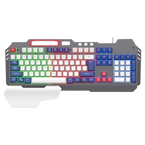 Wholesale 104-key Multimedia Function Membrane <strong>Keyboard</strong> Metal Panel Wired <strong>Keyboard</strong> with Mobile Phone Holder - Product Image 1