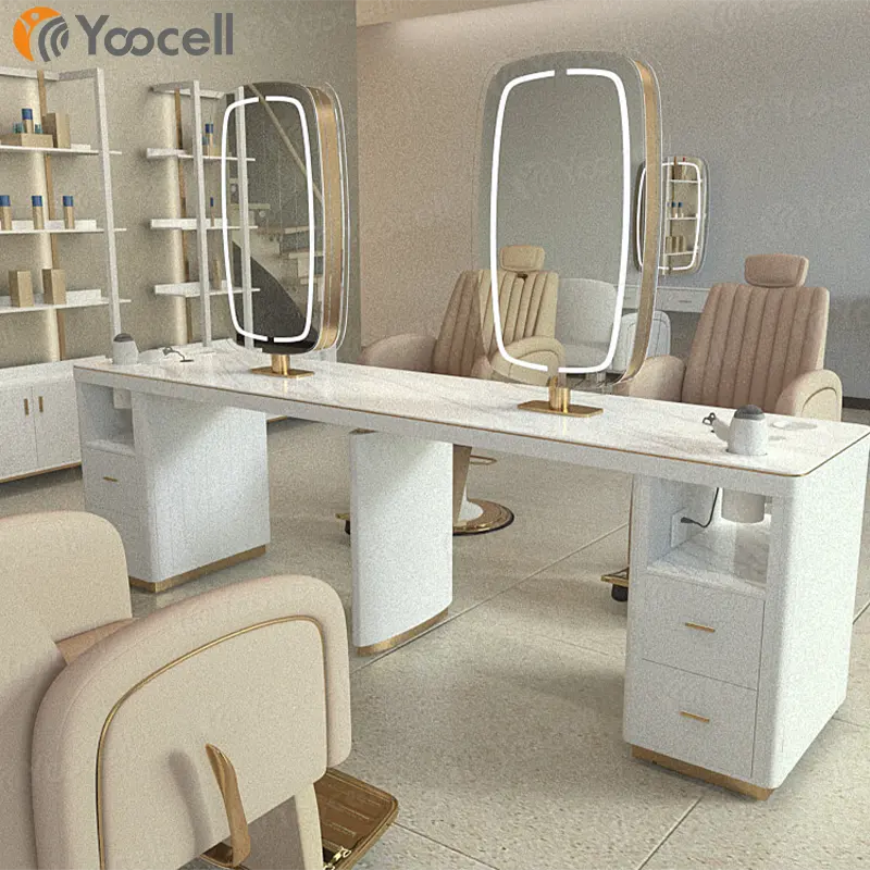 Yoocell Beauty Meubelen Salon Station Spiegel Station Hairdressing Shop Spiegel Kapsalon Spiegels Led Designs