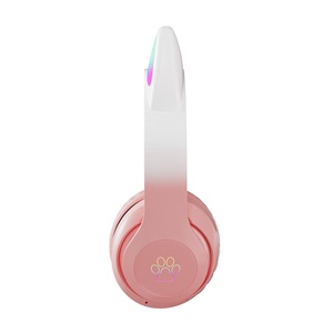2022 Top Macaron Atas Kepala Telinga Kucing Headphone Anak-anak Kartu <span class=keywords><strong>Headset</strong></span> Berbentuk Kucing Led Warna Mengubah Headphone Nirkabel dengan Mic - Product Image 5
