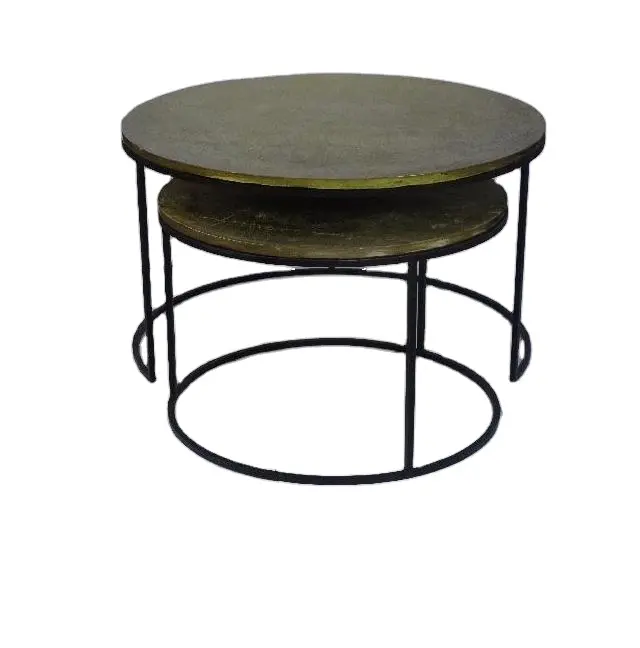 Table basse ronde Vintage en métal, ensemble de 2 pièces, décoration de Cocktail, mobilier de maison