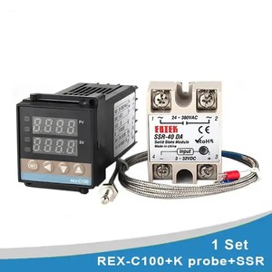 REX-C100デジタルPID温度コントローラーK入力サーモスタットSSR10/25/40DA出力K熱電対1mプローブ - Product Image 2