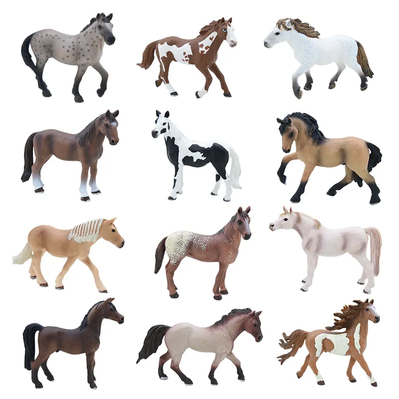 Figuras de animales realistas para niños, figuras de animales de caballo, modelo de animales para niños, juguete educativo, Toppers de pastel, juguete de regalo