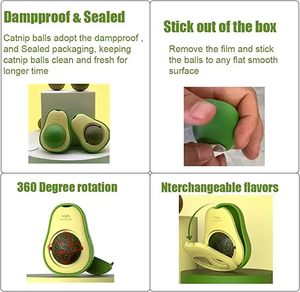 Precio bajo al por mayor Catnip Rotating Interactive Cat Toys Interactive Catnip Wall Ball Cat Aguacate Wall Catnip Balls Cat Nip Toy - Product Image 4