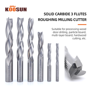 KOOSUN fabrika Tungsten karbür ucu frezeleri 3 flüt dalgalanma kaba freze kesicisi 16X16X60X130 3t Spiral yönlendirici Bit ahşap için - Product Image 4