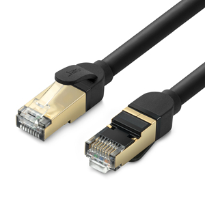 10Gbps FTP bükümlü çift LAN yama kablosu ile saf siyah kedi 7 Ethernet kablosu yüksek hızlı Internet ağı iletişim kabloları - Product Image 1