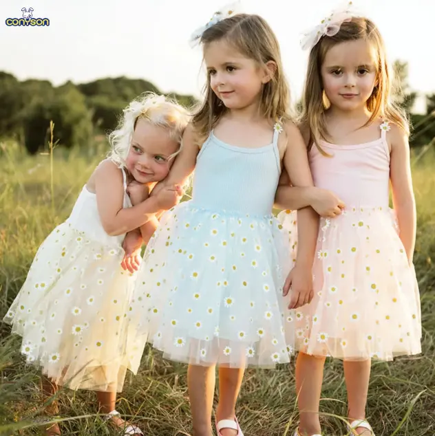 Conyson - Vestido tutu para bebês, meninas e crianças, vestido de aniversário de aniversário em tule para meninas, roupa de verão e praia para férias