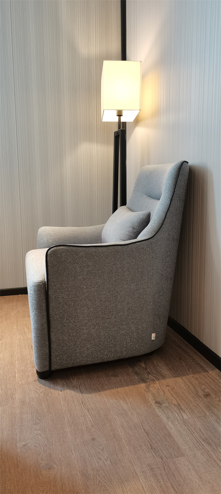 foshan furniture factory fabric solid wood frame gray technology cloth sponge modern style light luxury living room sofa